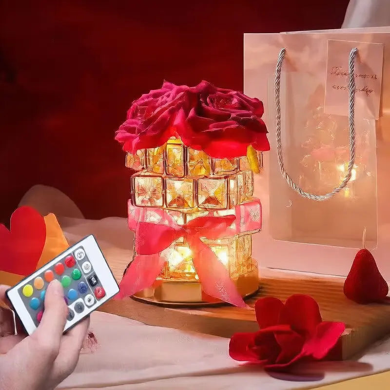 RoseGlow Crystal Night Light Teemdrop