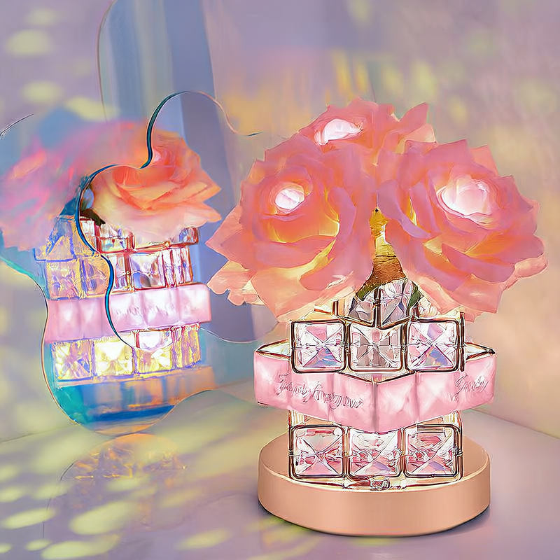 RoseGlow Crystal Night Light