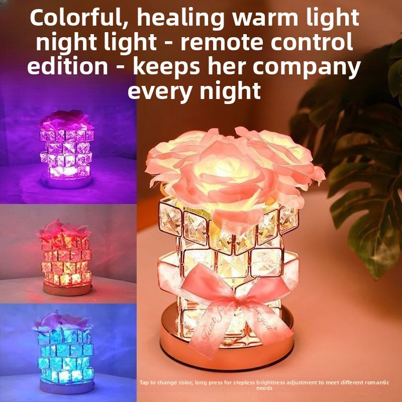 RoseGlow Crystal Night Light