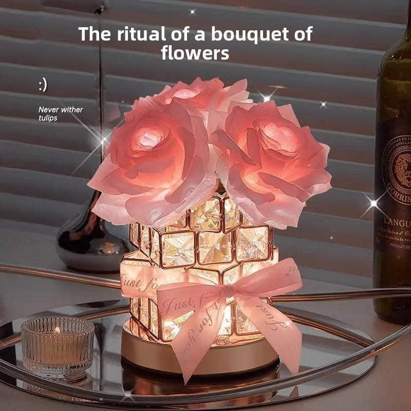 RoseGlow Crystal Night Light Teemdrop