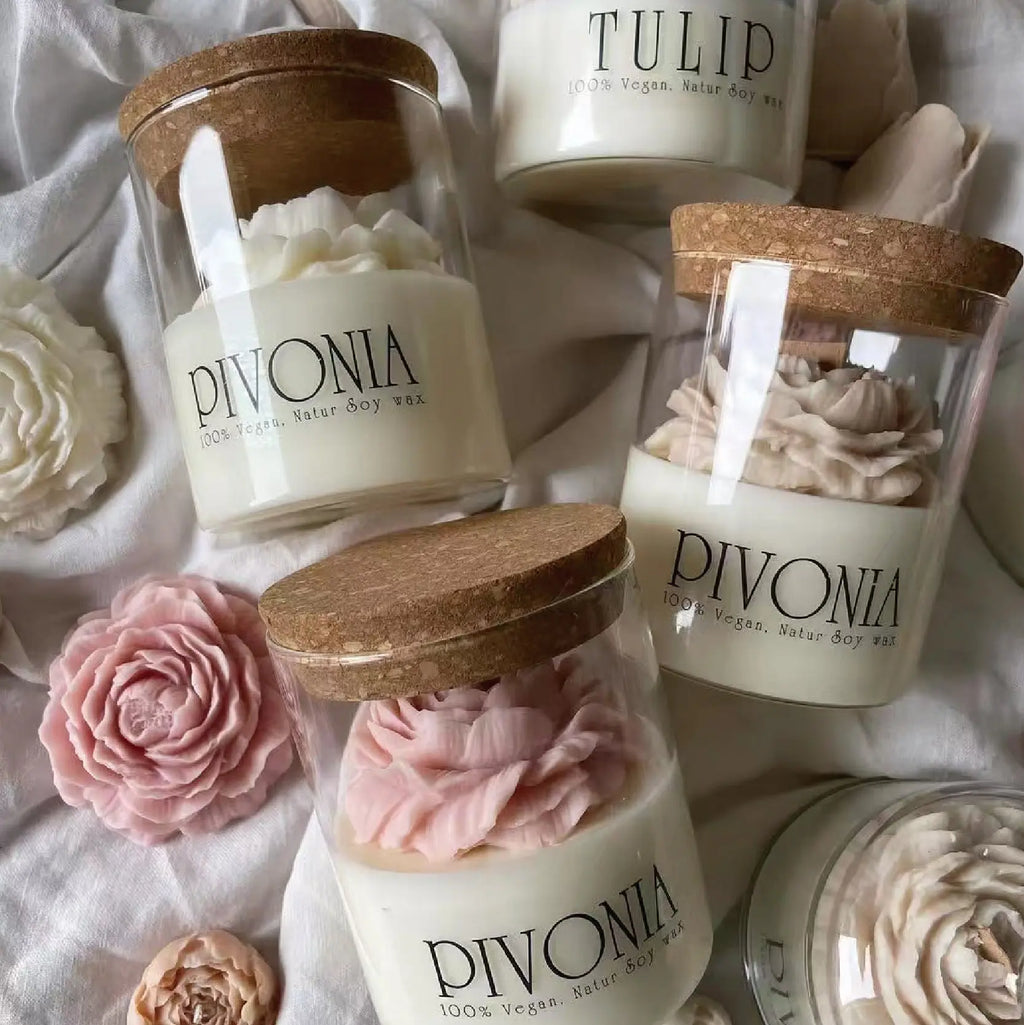 Peony Bloom Soy Candle Teemdrop