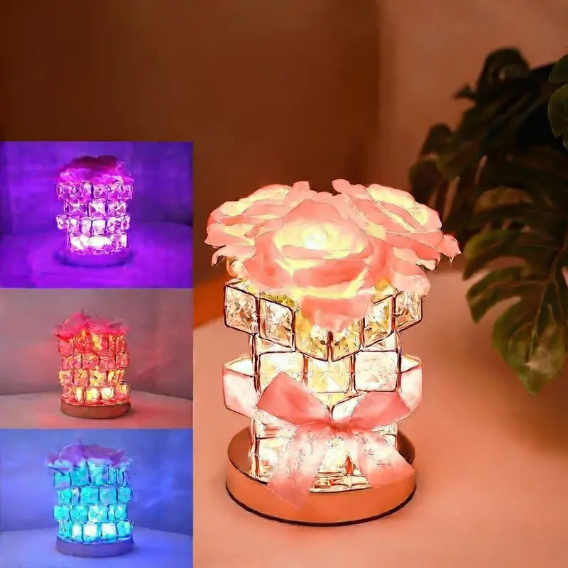 RoseGlow Crystal Night Light Teemdrop